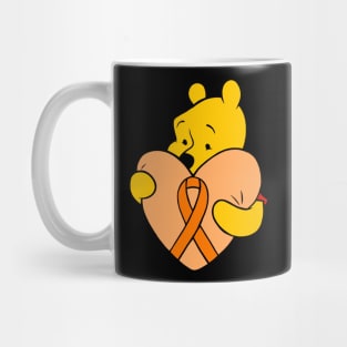 Yellow Bear hugging Orange Awareness ribbon. Mug